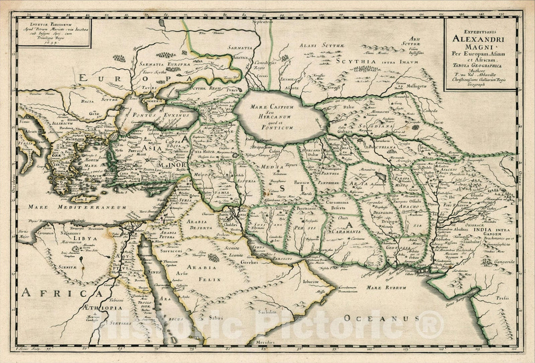 Historic Map : Expeditionis Alexandri Magni Per Europam, Asiam et Africam, 1654, 1654, Pierre Du Val, Vintage Wall Art