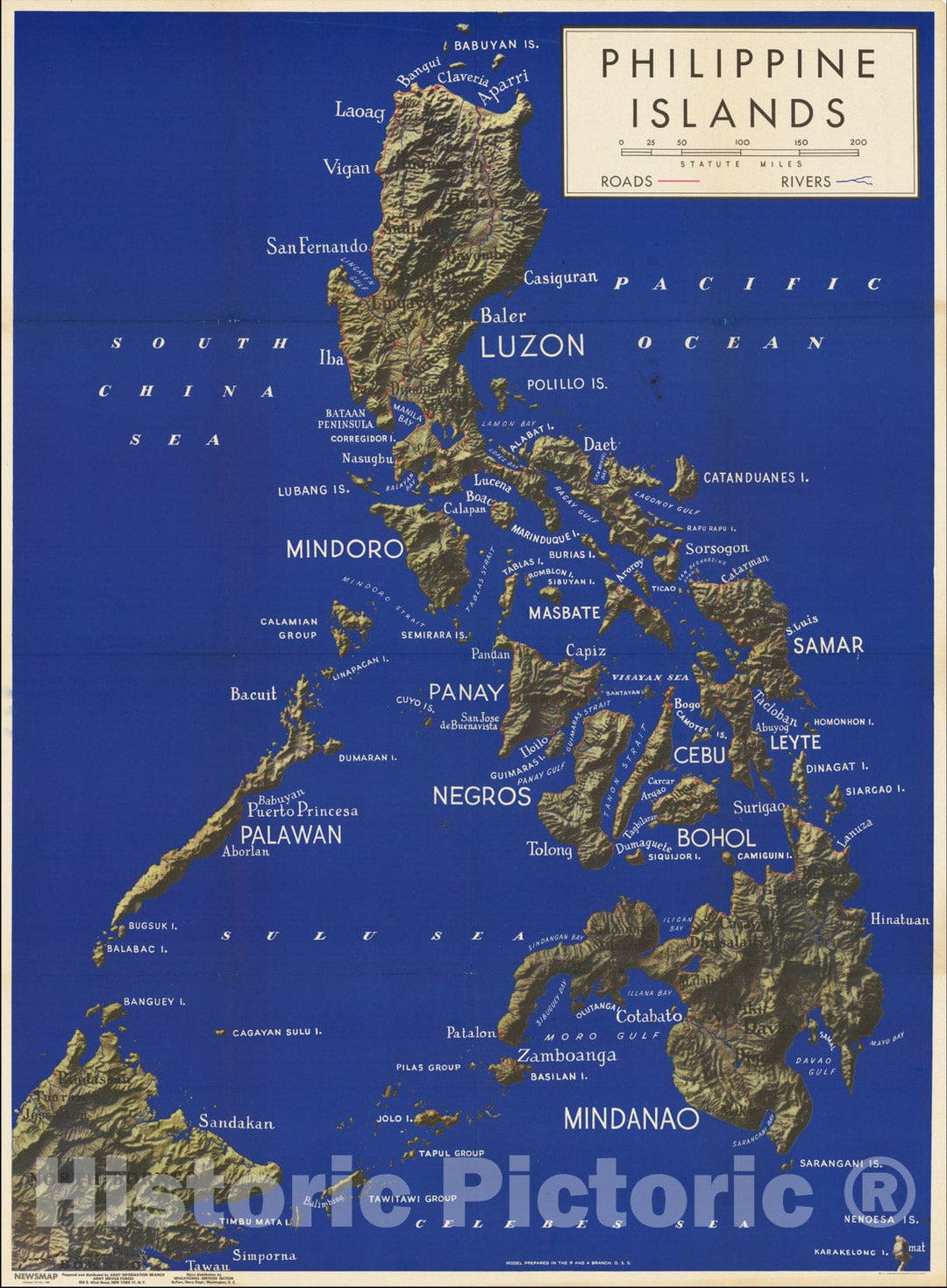 Historic Map : Philippine Islands, 1944, Newsmap, Vintage Wall Art