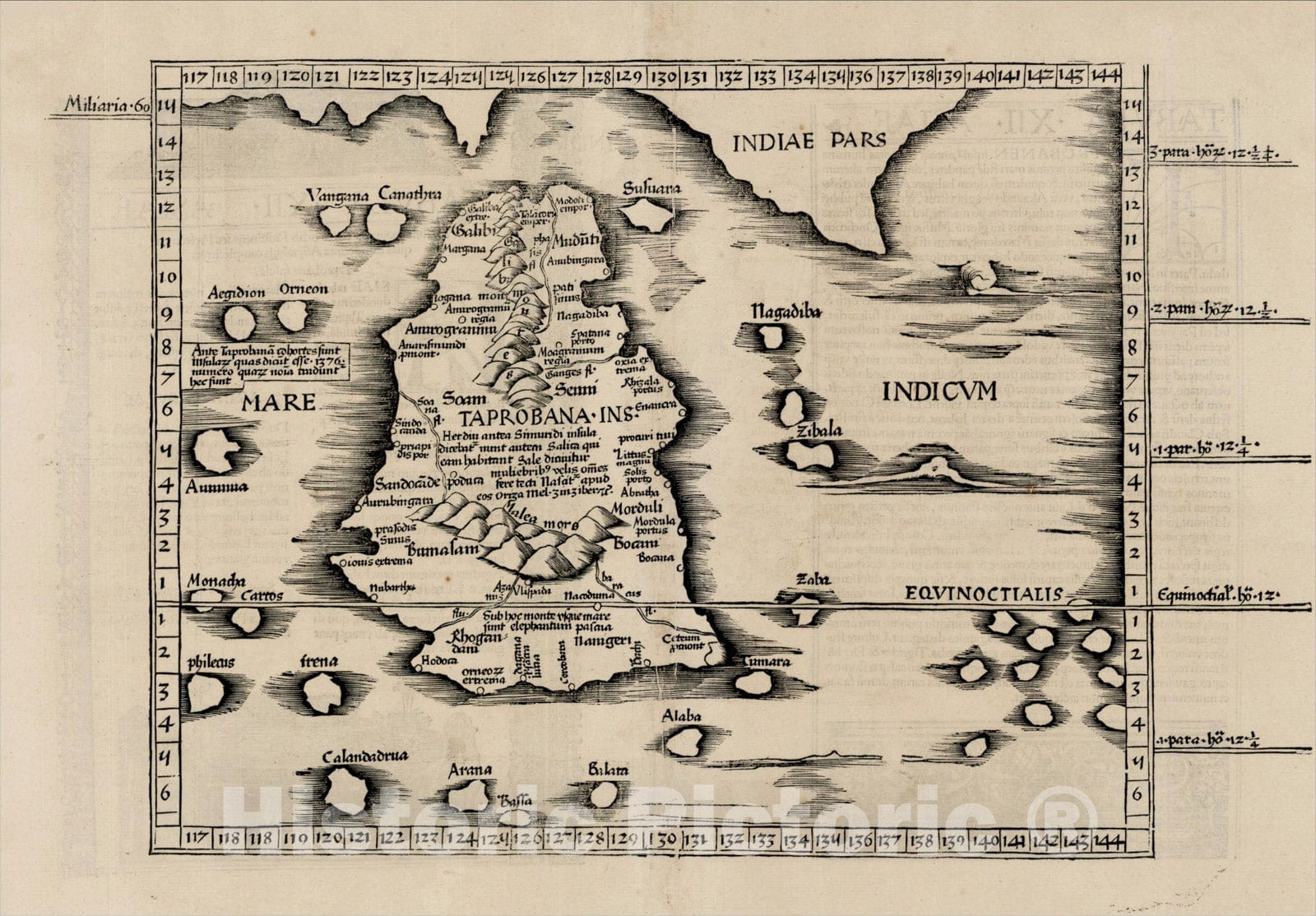 Historic Map : Tabula XII. Asiae [Title on verso] (Sri Lanka), 1535, v1, Vintage Wall Art