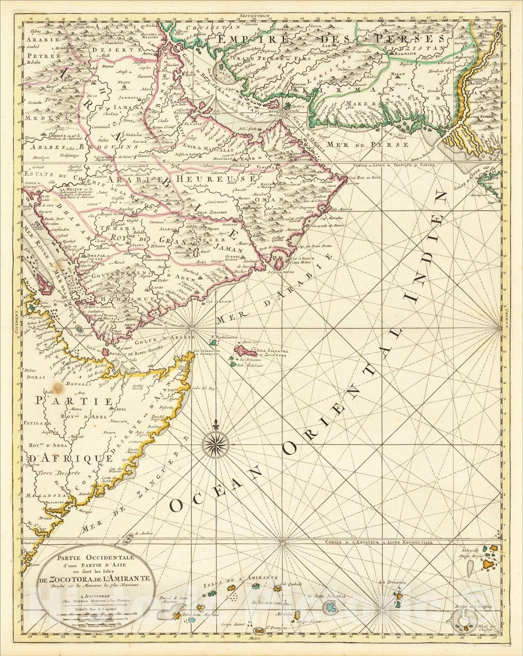 Historic Map : [Arabian Peninsula, Persia etc.] Occidentale d'une D'Asie ou sont les Isles De Zocotora De l'Amirante, c1700, Pieter Mortier, Vintage Wall Art