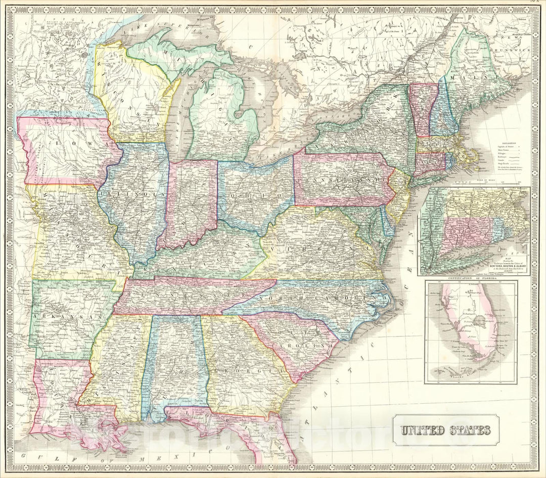 Historic Map : Mexico and Central America, c1853, George Philip & Son, v1, Vintage Wall Art