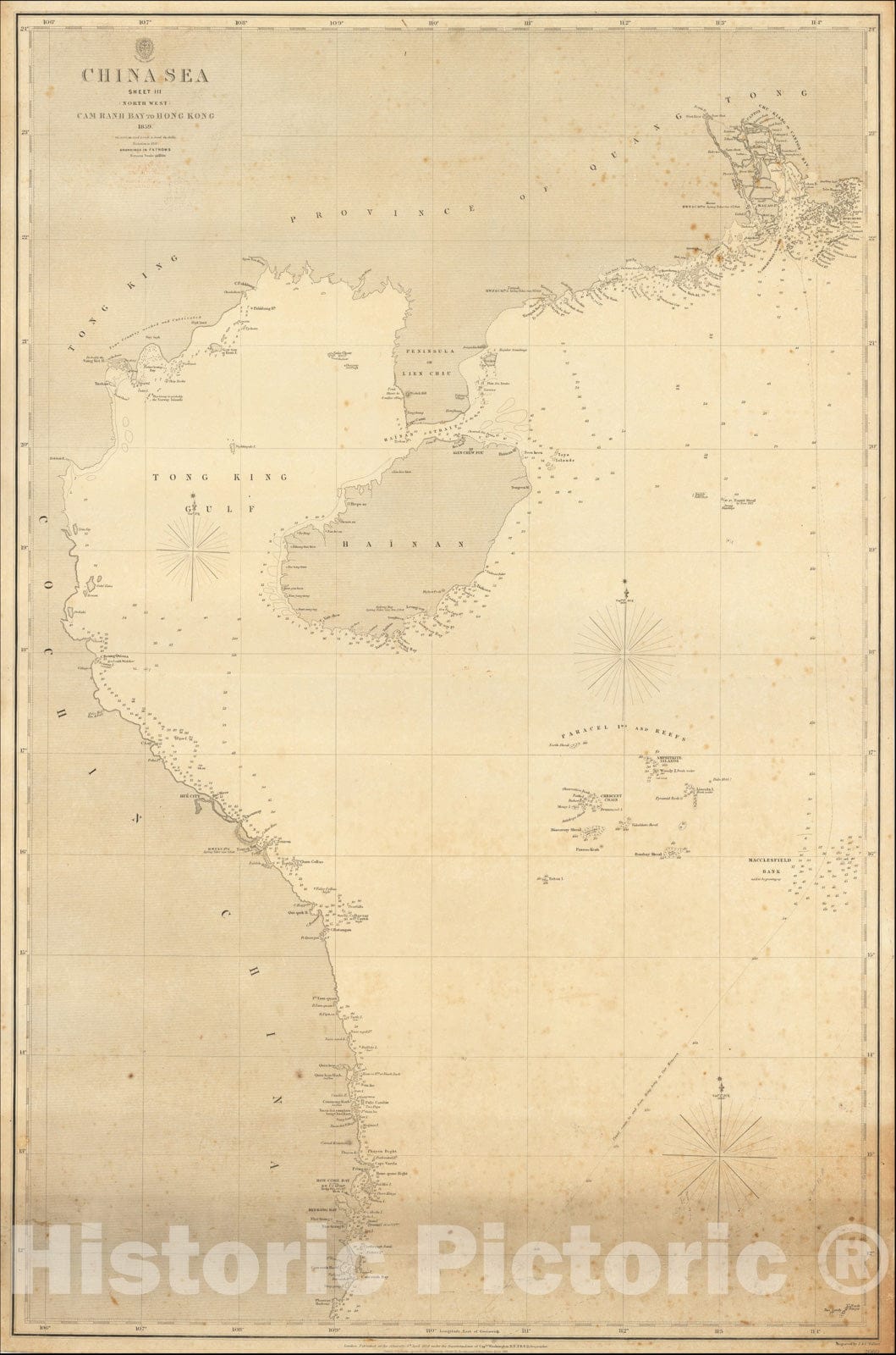 Historic Map : China Sea Sheet III (North West) Cam Ranh Bay to Hong Kong 1859., 1859, British Admiralty, Vintage Wall Art