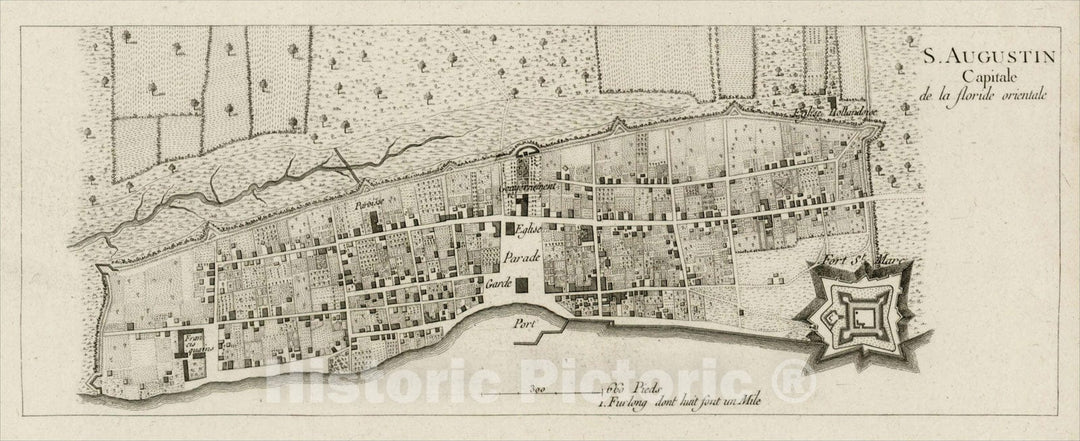 Historic Map : S. Augustin Capitale De La Floride Orientale, 1778, , Vintage Wall Art