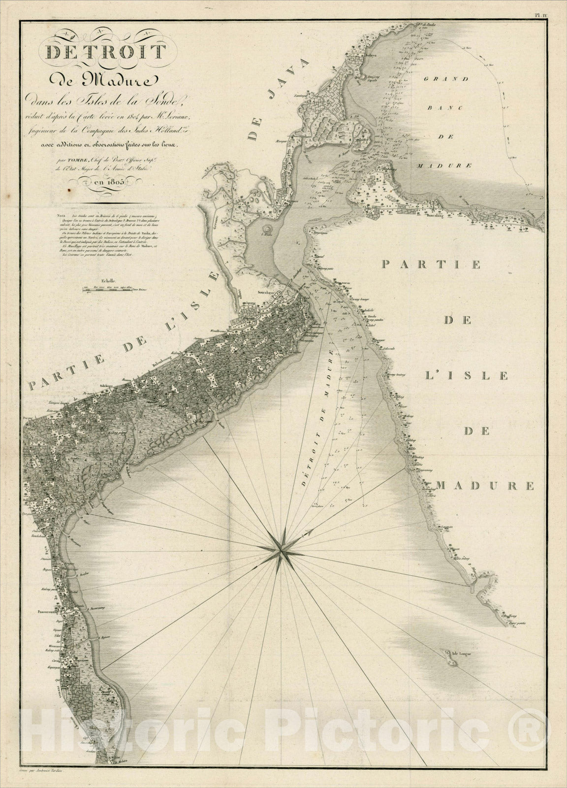 Historic Map : Detroit de Madure dans les Isles de la Sonde, 1811, , Vintage Wall Art