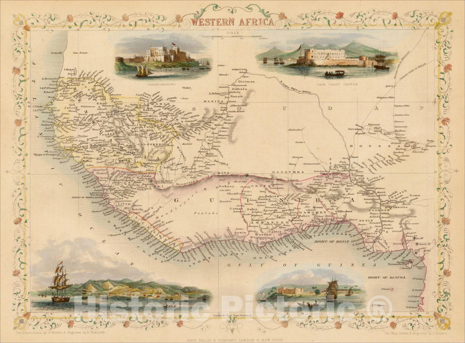 Historic Map : Western Africa, 1851, John Tallis, v1, Vintage Wall Art