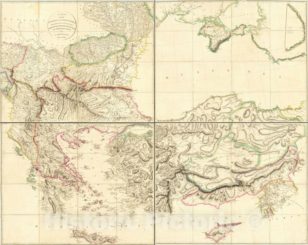 Historic Map : A Map of the Environs of Constantinople Drawn from Astronomical & Geographical Manuscripts, 1804, Aaron Arrowsmith, Vintage Wall Art