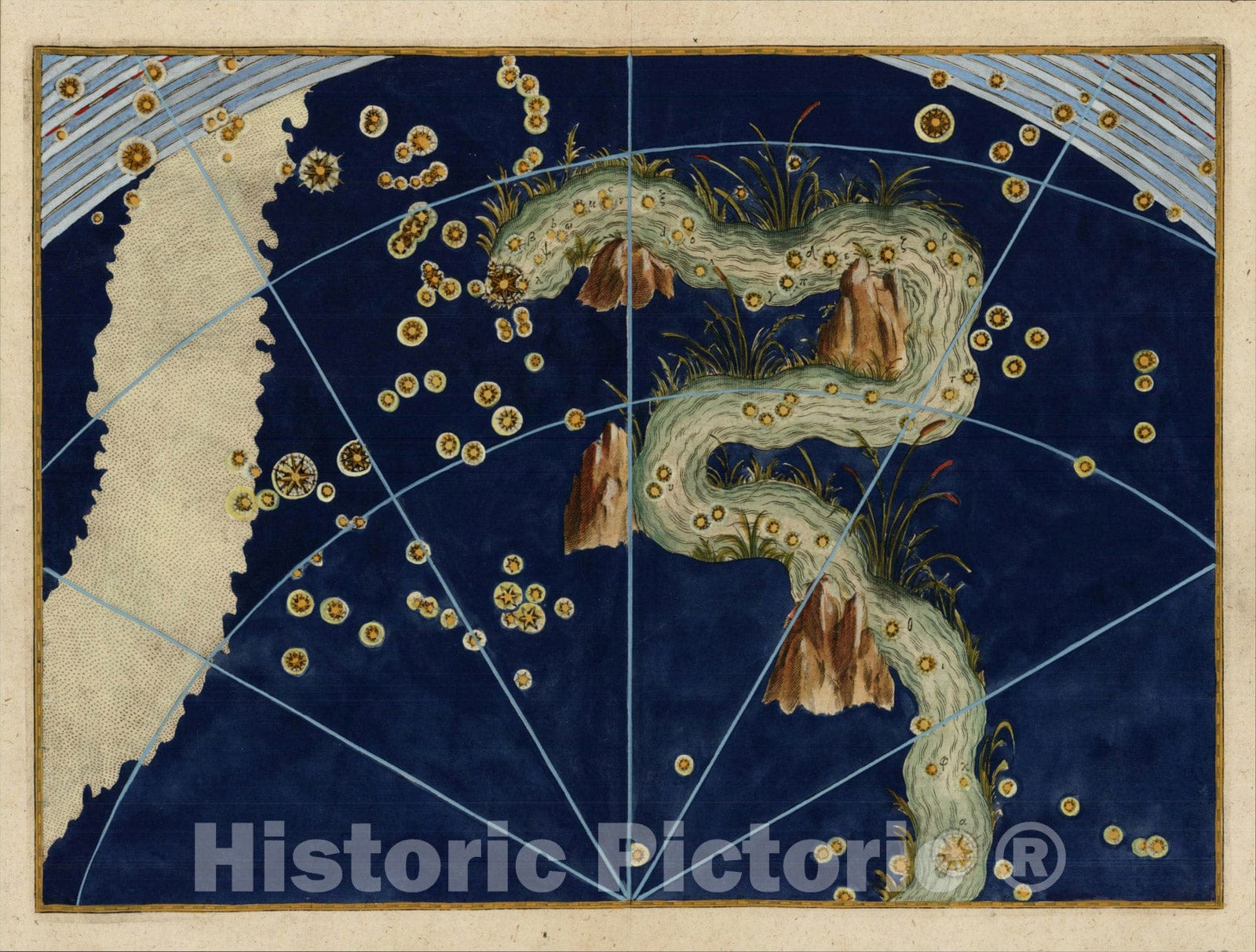 Historic Map : Uranometria, Celestial Atlas, Eridanus, 1603, Vintage Wall Art