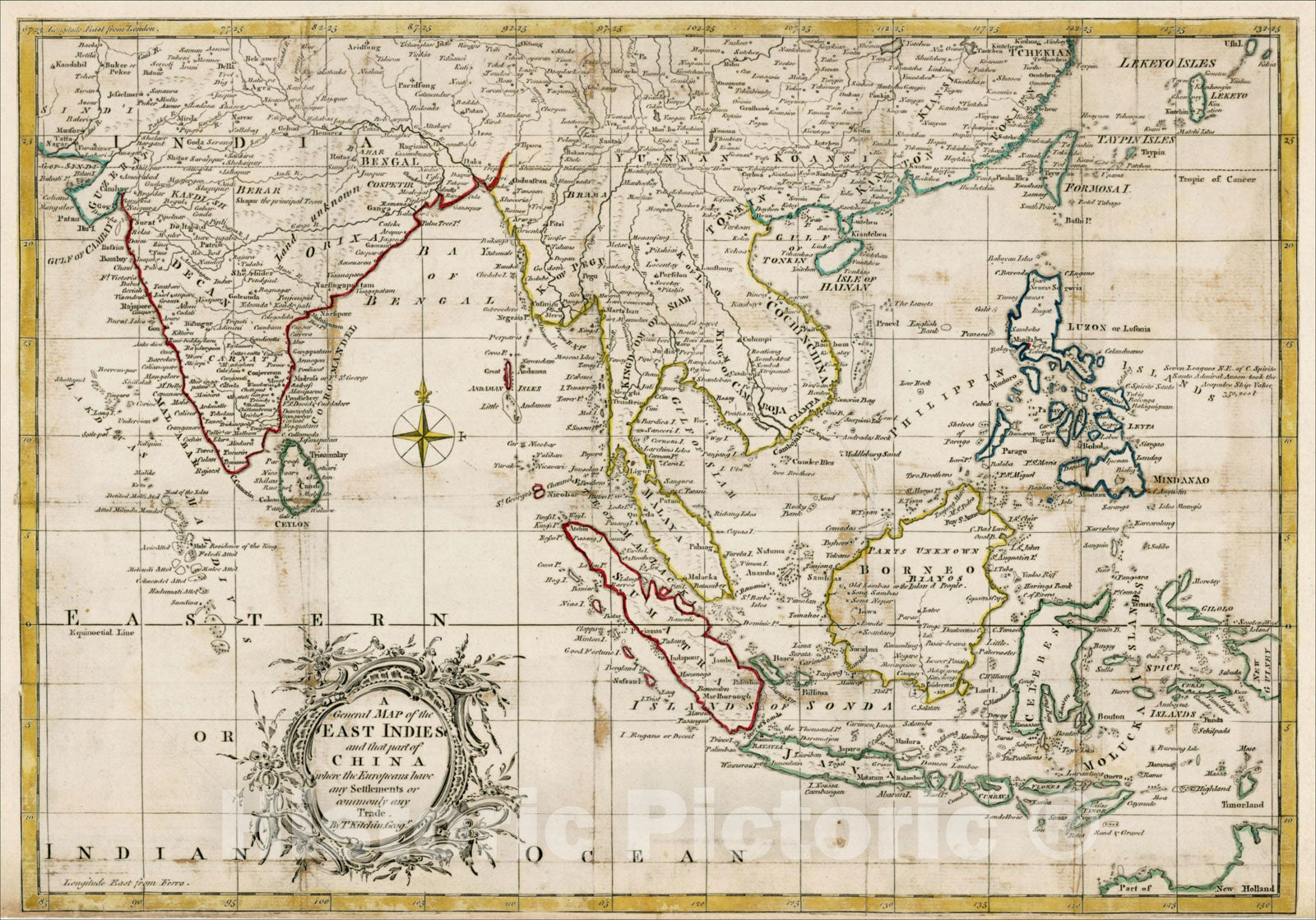 Historic Map : A General Map of the East Indies and that Part of China where the Europeans have any Settlements or Commonly any Trade, 1761, , Vintage Wall Art