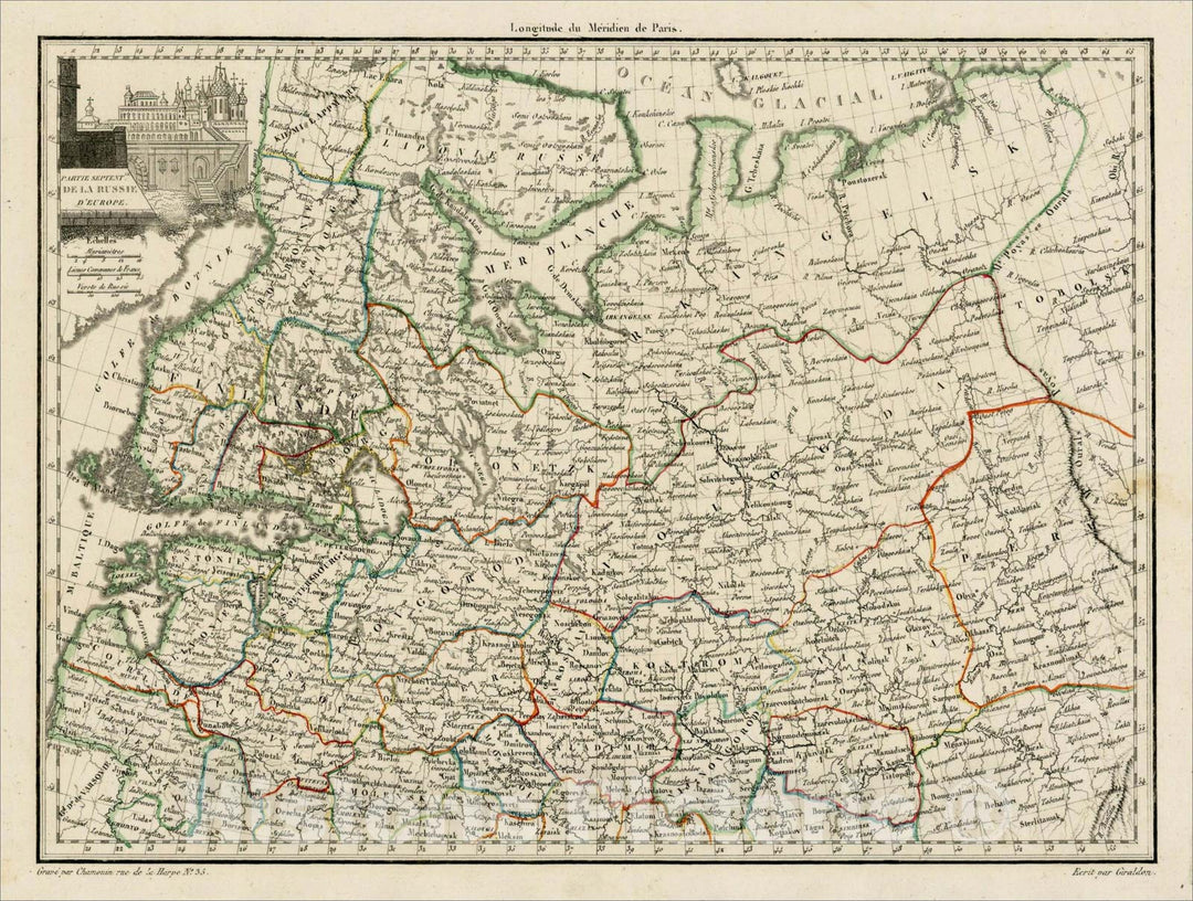 Historic Map : Partie Septentrionale de la Russie d'Europe, 1812, Conrad Malte-Brun, Vintage Wall Art