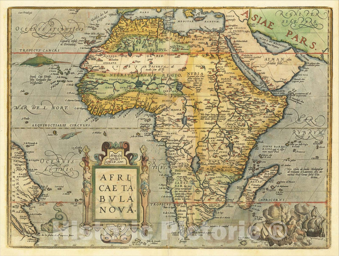 Historic Map : Africae Tabula Nova, 1603, Abraham Ortelius, Vintage Wall Art