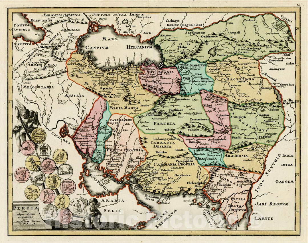 Historic Map : Persia cum adjacentibus regionibus, 1718, , Vintage Wall Art