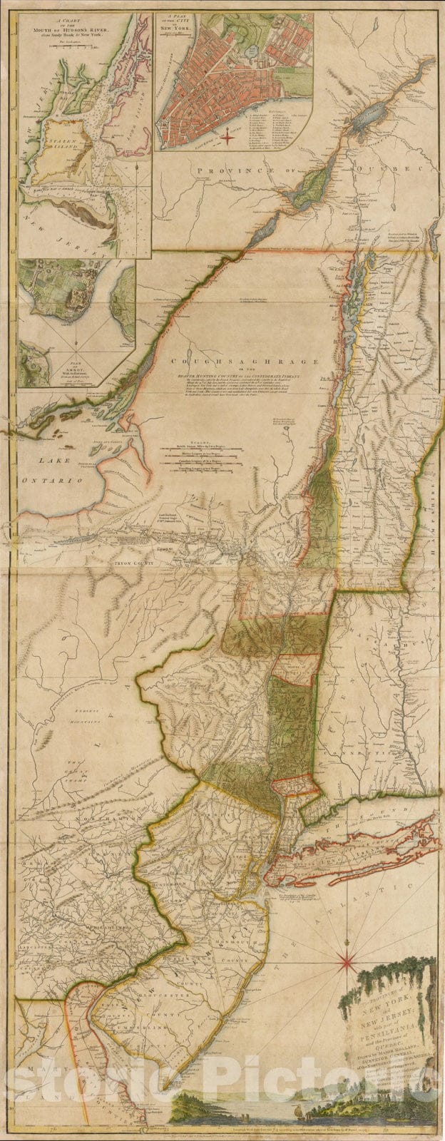 Historic Map : The Provinces of New York, and New Jersey; with part of Pensilvania and the Province of Quebec, 1776, Sayer & Bennett, v2, Vintage Wall Art