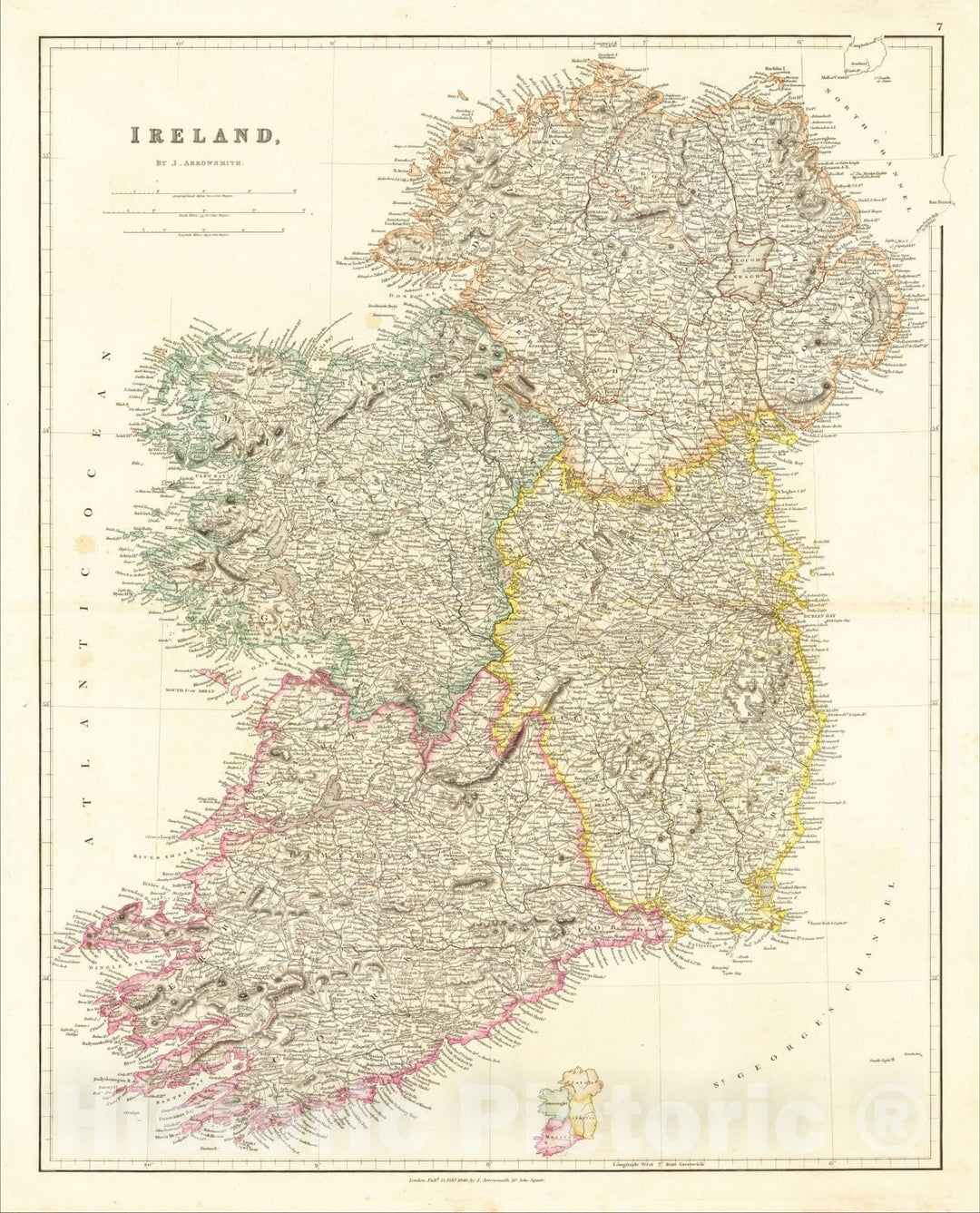 Historic Map : Ireland, 1840, John Arrowsmith, Vintage Wall Art