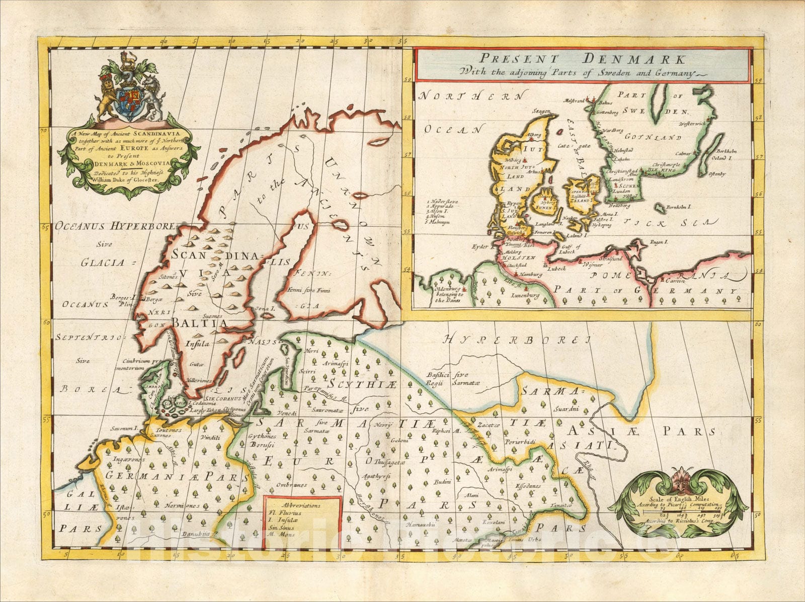 Historic Map : A New Map of Ancient Scandinavia together with as much more of ye Nortern Part of Ancient Europe as Answers to Present, 1712, Edward Wells, Vintage Wall Art