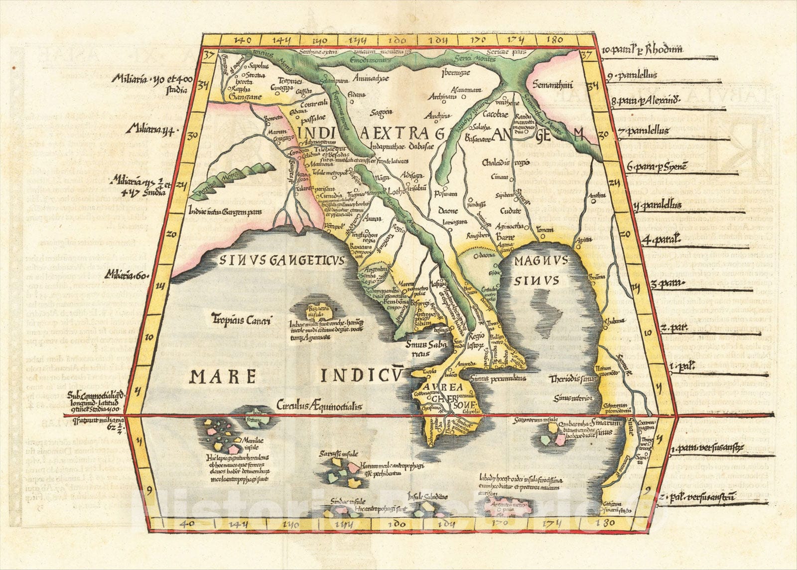 Historic Map : [Southeast Asia], 1535, Lorenz Fries, Vintage Wall Art