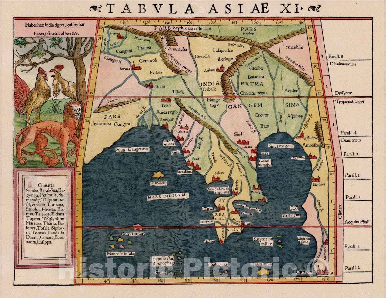 Historic Map : Tabula Asiae XI [Southeast Asia], c1542, , Vintage Wall Art