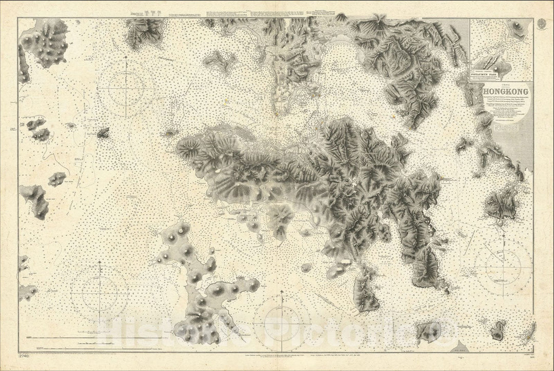 Historic Map : Hong Kong Surveyed by Captn. Sir E. Belcher, H.M. Surveying Ship Sulphur, 1869, British Admiralty, Vintage Wall Art