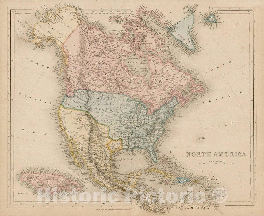 Historic Map : North America (Republic of Texas), c1840, , Vintage Wall Art