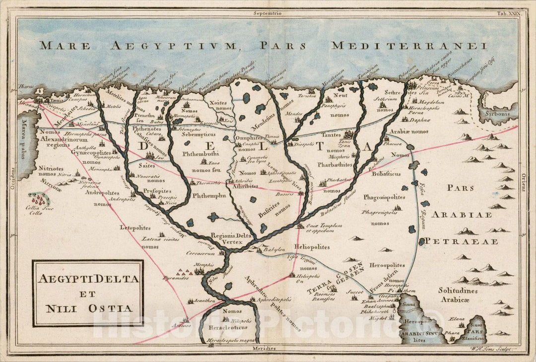 Historic Map : Aegypti Delta Et Nili Ostia, 1703, Christoph Cellarius, Vintage Wall Art