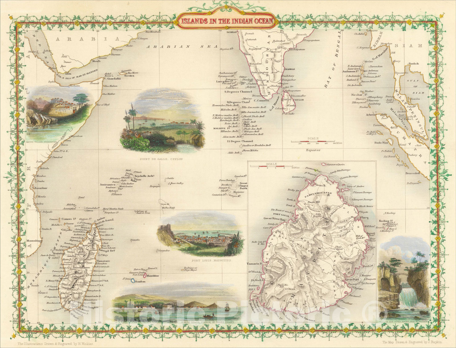 Historic Map : Islands in the Indian Ocean, 1851, John Tallis, v3, Vintage Wall Art