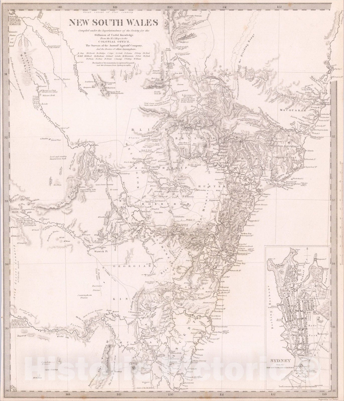 Historic Map : New South Wales , 1834, Society for the Diffusion of Useful Knowledge, Vintage Wall Art