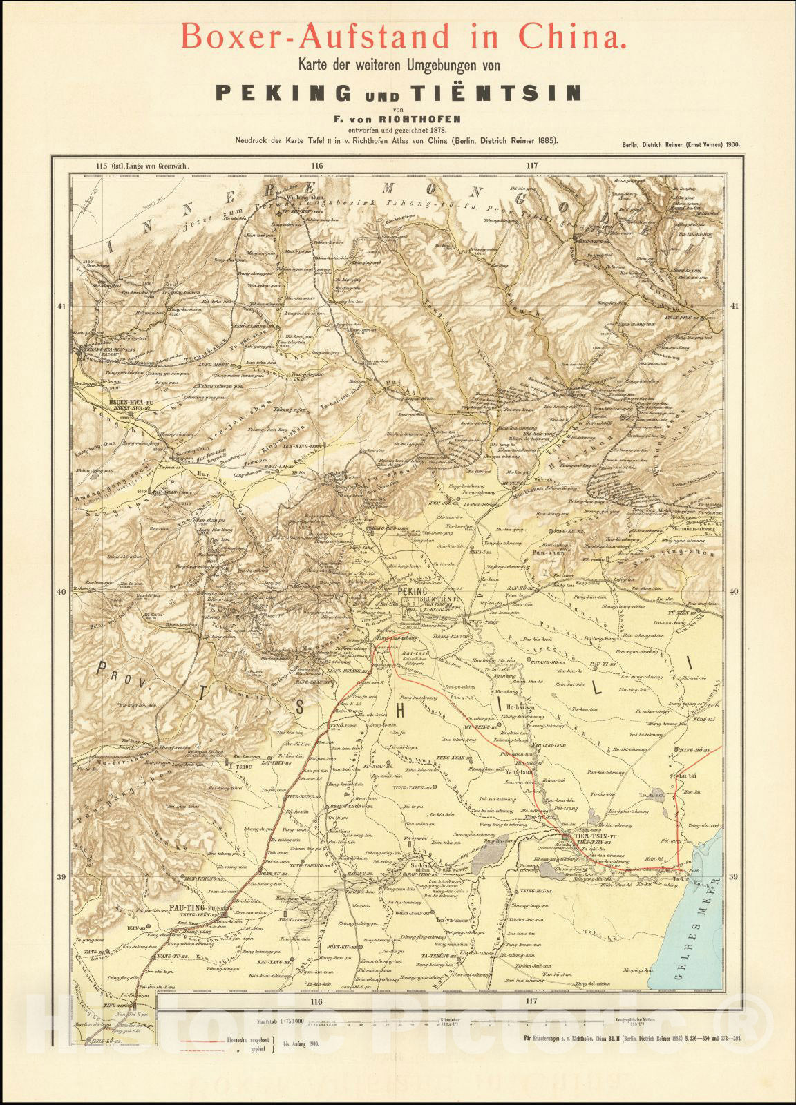 Historic Map : Boxer Rebellion Maps / Boxer-Aufstand in China, c1900, Dietrich Reimer, Vintage Wall Art