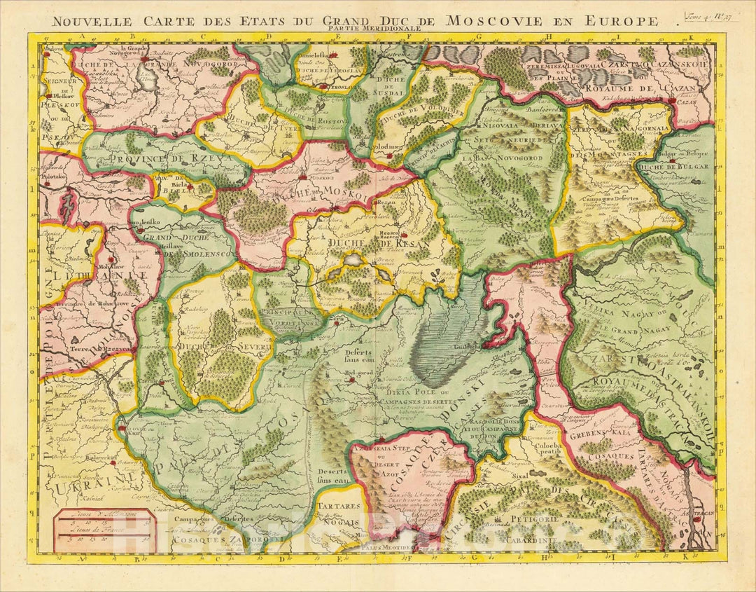 Historic Map : Nouvelle Carte Des Etats Du Grand Duc De Moscovie En Europe Partie Meridionale, 1714, Henri Chatelain, Vintage Wall Art