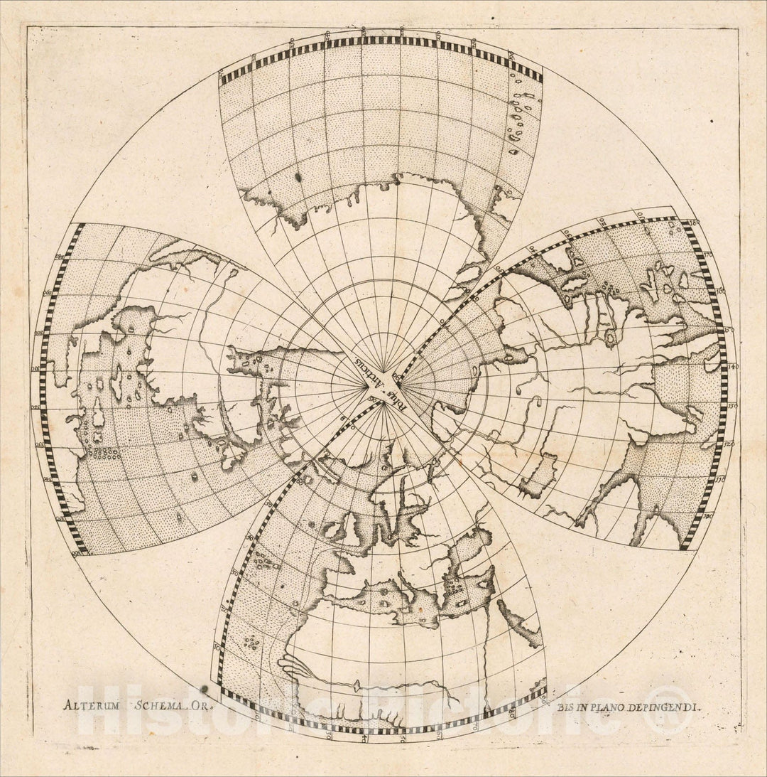 Historic Map : (Northern Hemisphere) Alterum Schema Orbis Plano Depingendi, 1628, , Vintage Wall Art