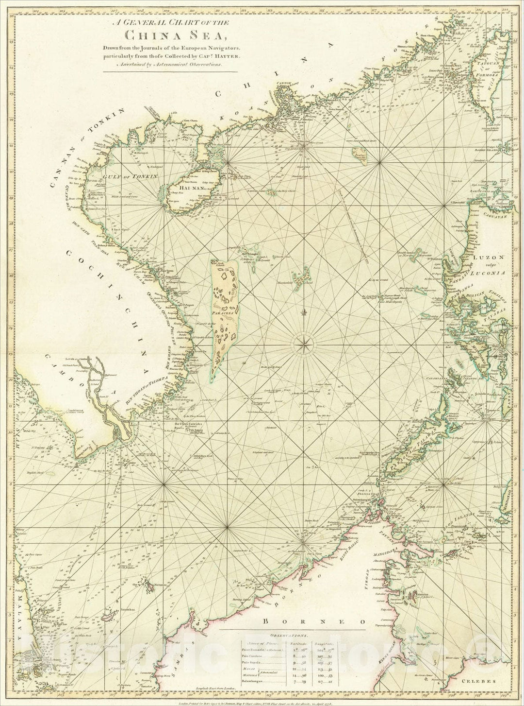 Historic Map : A General Chart of the China Sea, 1778, Robert Sayer, Vintage Wall Art