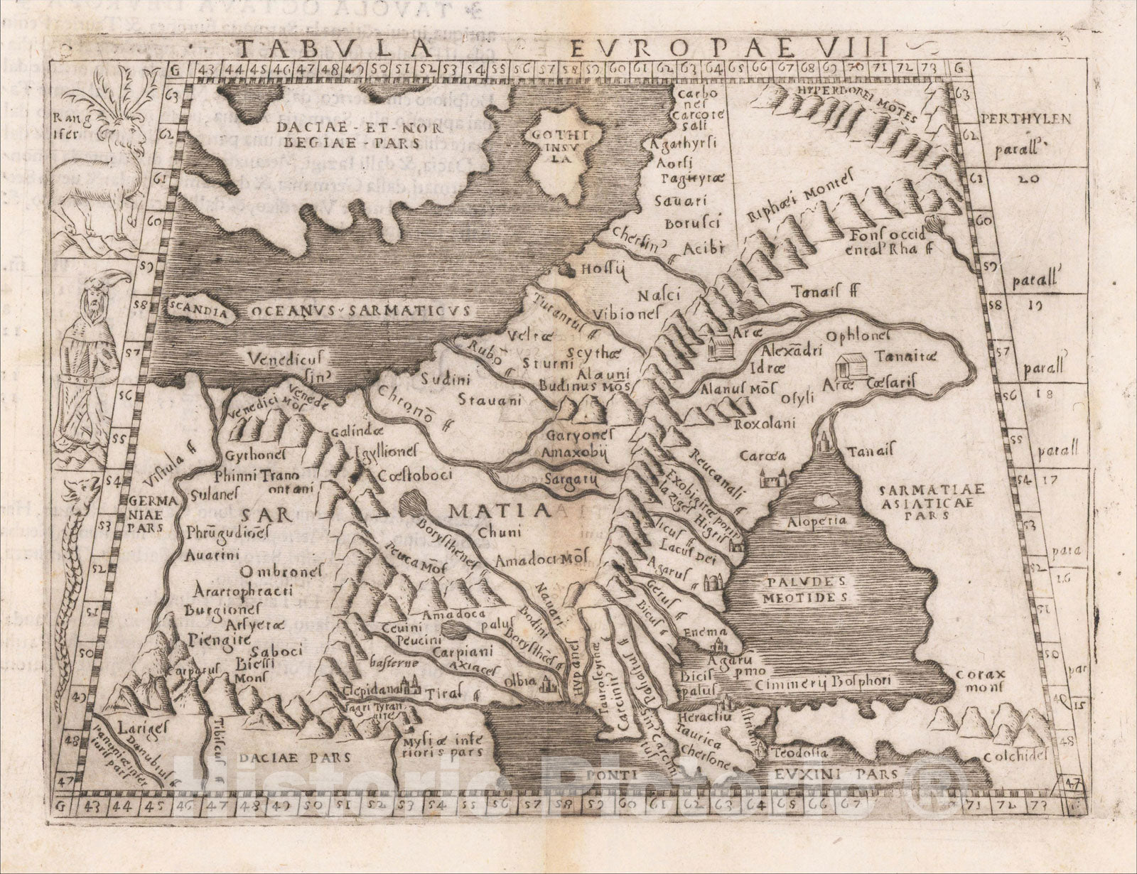 Historic Map : Europae Tabula VIII [Russia, Ukraine, Baltic, Scandinavia], 1548, Giacomo Gastaldi, Vintage Wall Art