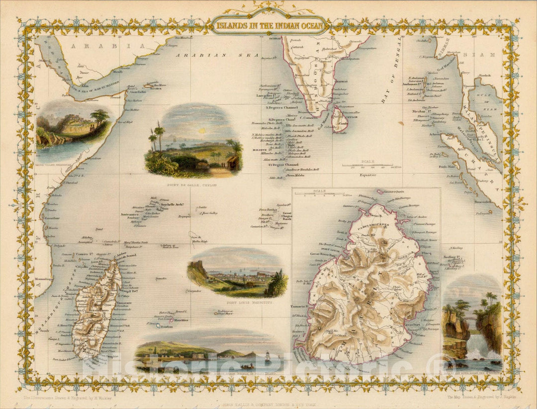 Historic Map : Islands in the Indian Ocean, 1851, John Tallis, v4, Vintage Wall Art