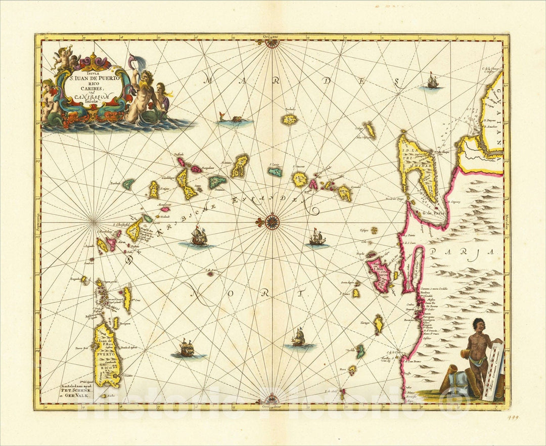 Historic Map : Insula S. Juan De Puerto Rico Caribes uvel Canibasum Insulae, c1650, Jan Jansson, Vintage Wall Art