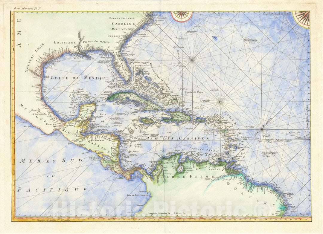 Historic Map : Ocean Atlantique et Mers Adjacentes en quatre feuilles Contenant Les Cotes De L'Europe, De L'Afrique et De L'Amerique, 1778, 1778, Vintage Wall Art