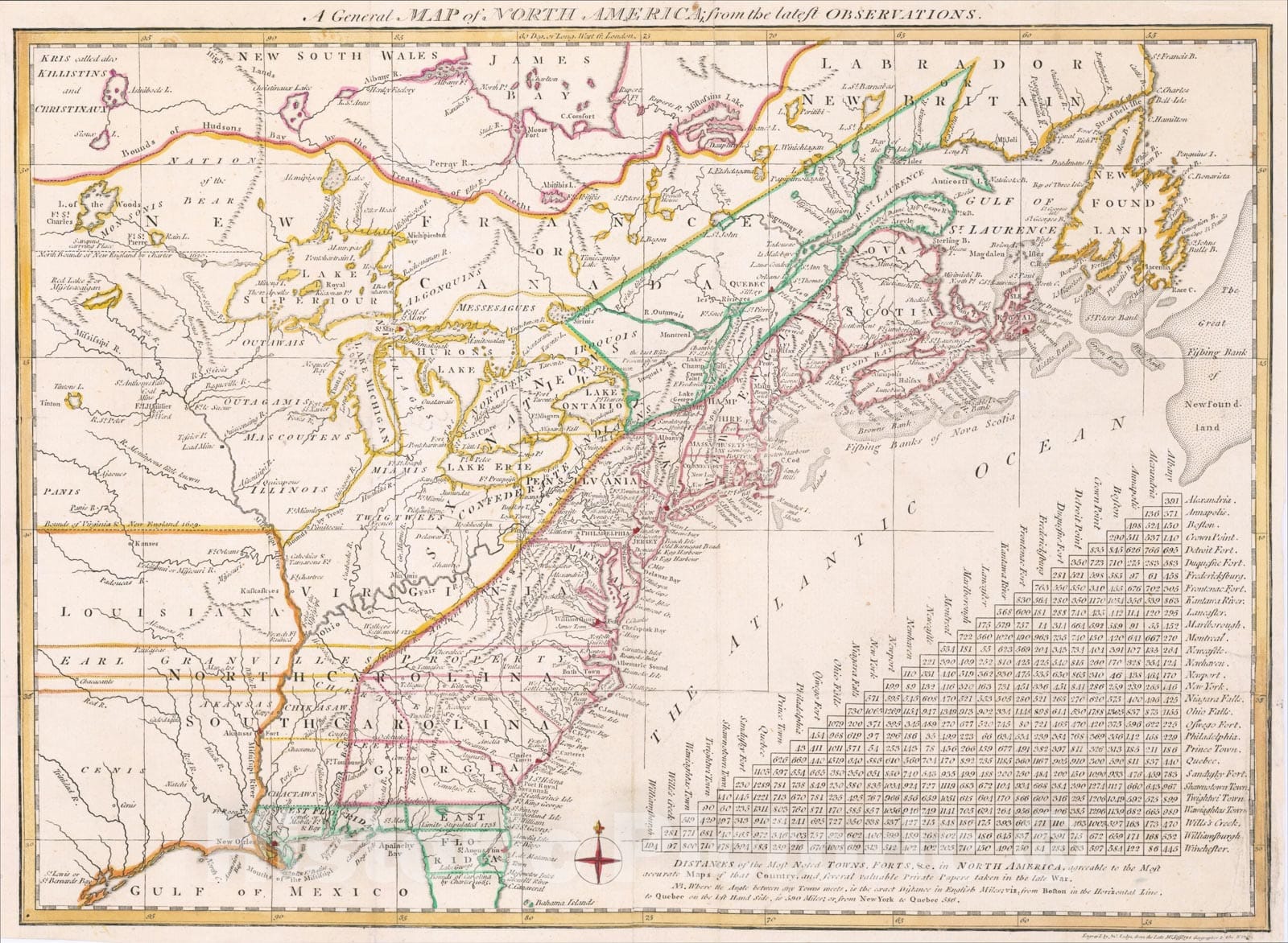 Historic Map : A General Map of North America; from the latest Observations., 1778, Thomas Jefferys, Vintage Wall Art