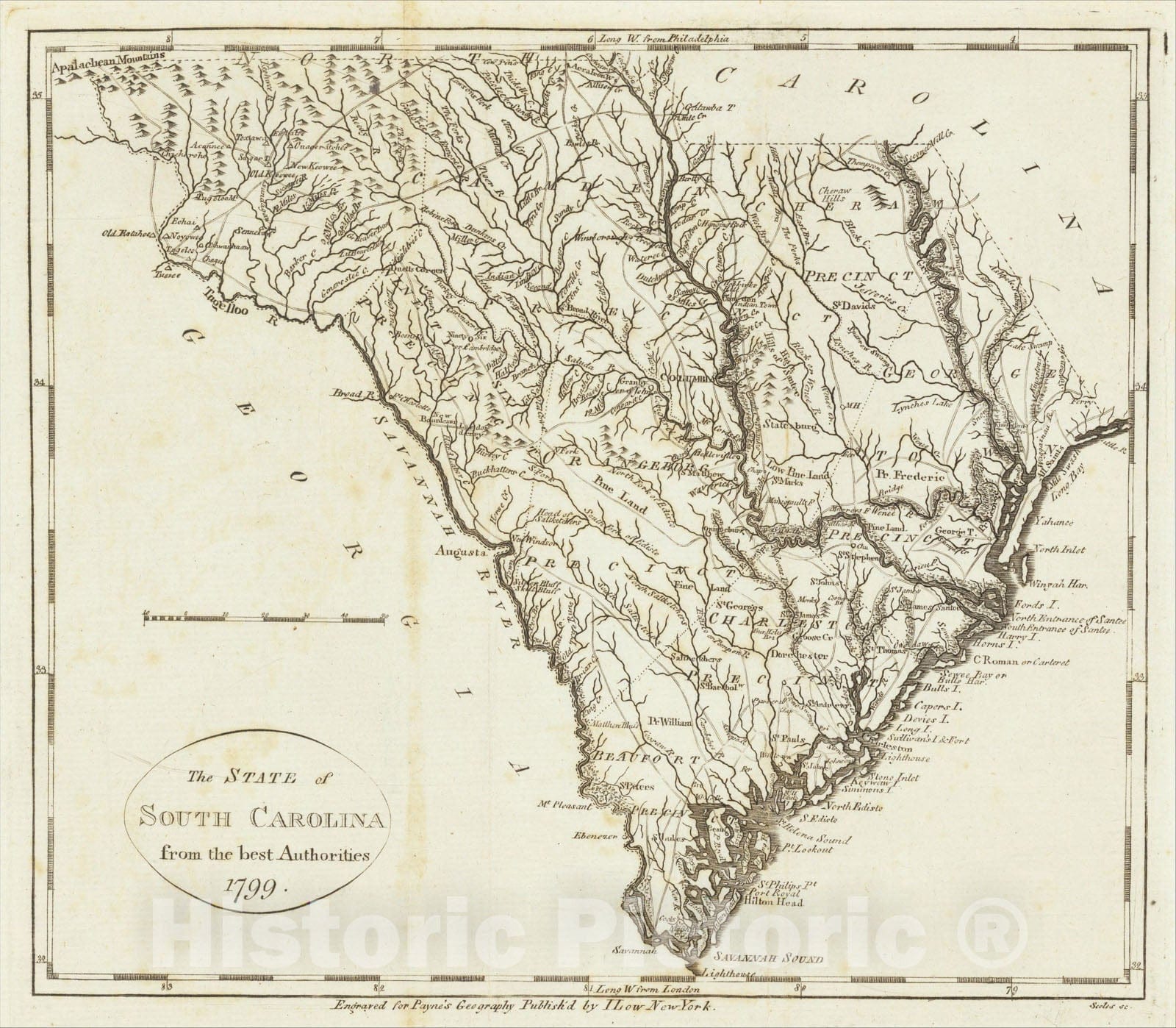 Historic Map : The State of South Carolina from the best Authorities. 1799, 1799, John Payne, Vintage Wall Art