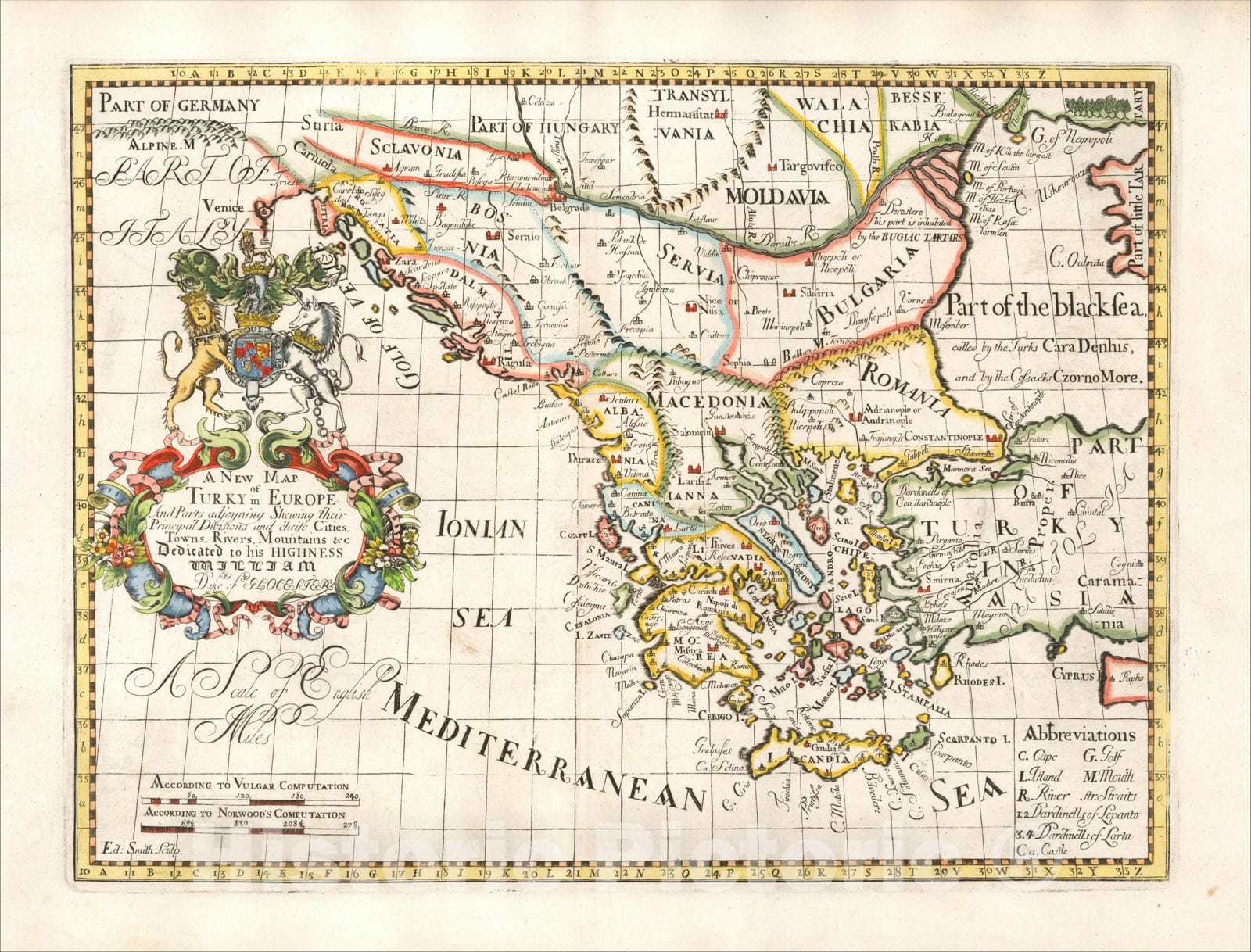 Historic Map : A New Map of Turky in Europe, And Parts of adjoyning Shewing their Principal Divisions, 1700, Edward Wells, Vintage Wall Art