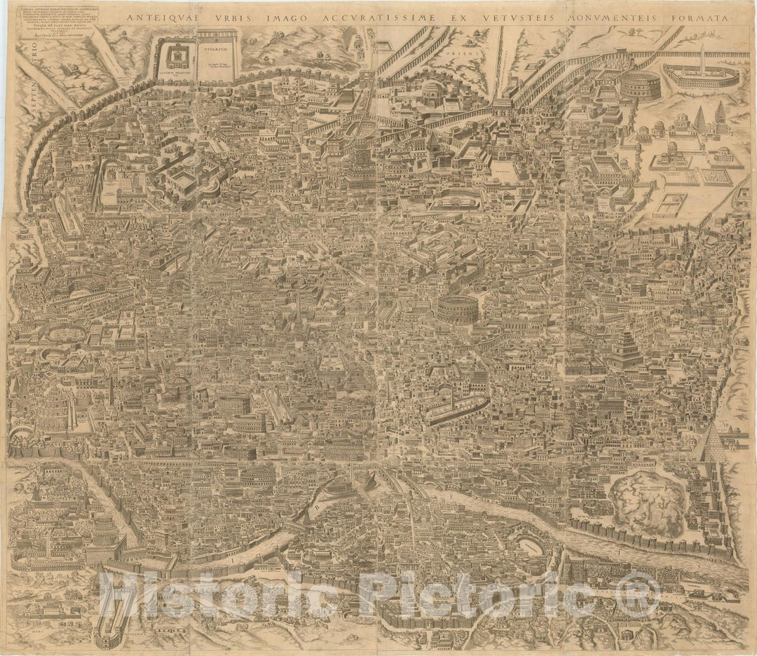 Historic Map : [Rome] Anteiquae Urbis Imago Accuratissime Ex Vetusteis Monumenteis Formata, 1561, Michael Tramezini, Vintage Wall Art