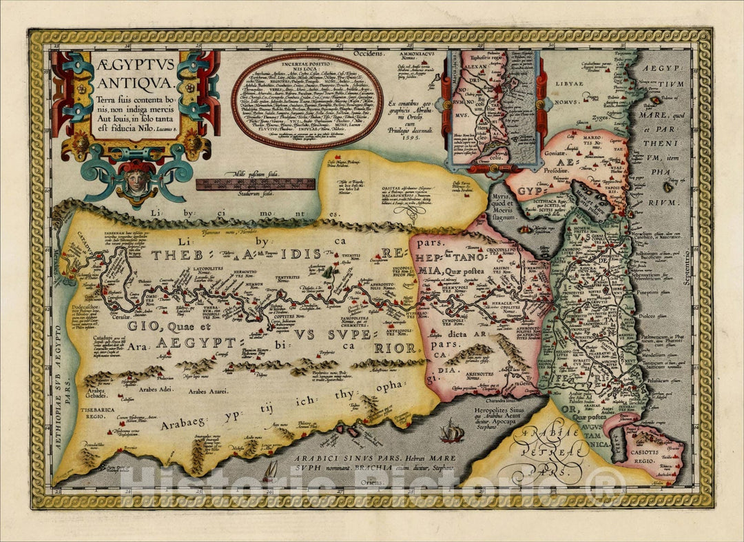 Historic Map : Aegyptus Antiqua Terra suis contenta bonnis non indiga mercis Aut Iois, in solo tanta est fidcuia Nilo , 1609, , Vintage Wall Art