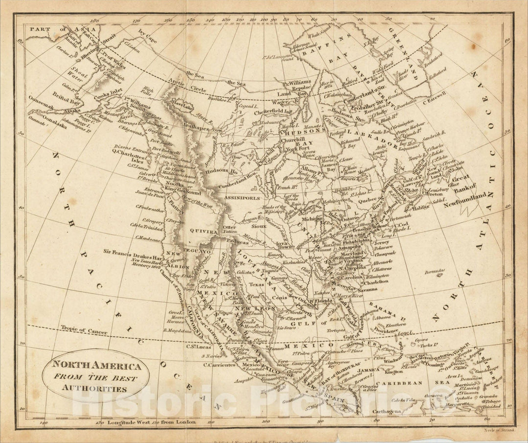 Historic Map : North America From The Best Authorities, 1800, S & G Neele, Vintage Wall Art