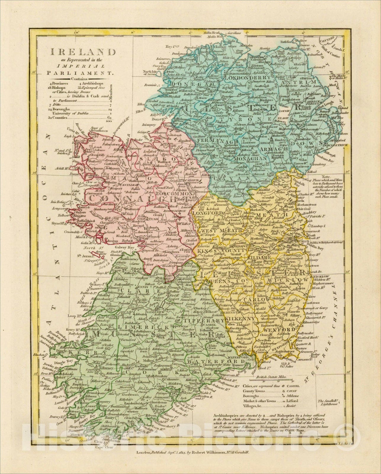 Historic Map : Ireland as Represented in the Imperial Government., 1806, Robert Wilkinson, v1, Vintage Wall Art