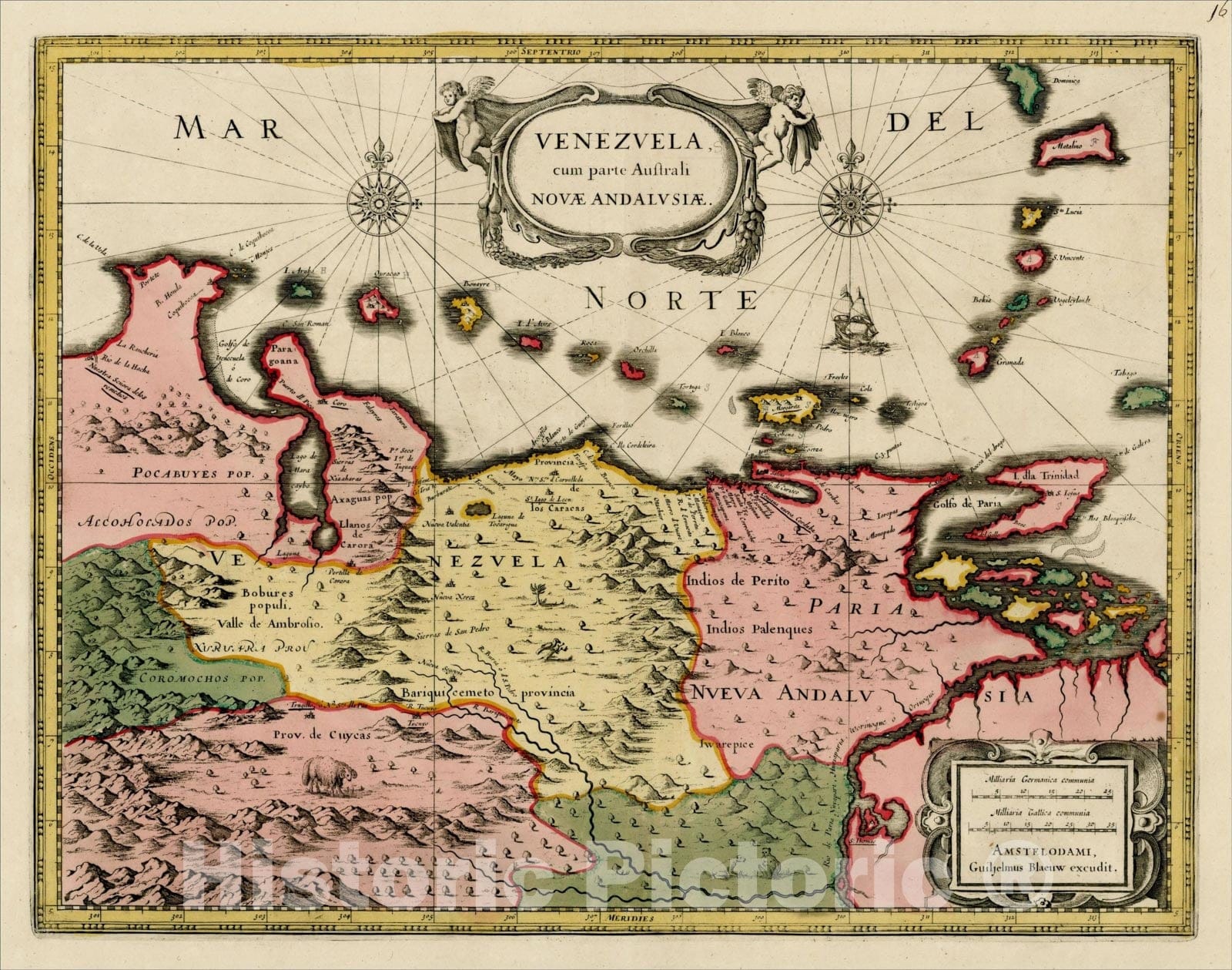 Historic Map : Venezuela cum parte Australi Novae Andalusiae, 1680, , Vintage Wall Art