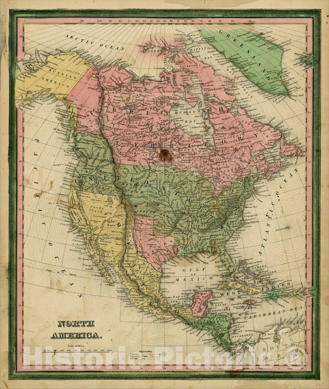 Historic Map : North America (Texas Shown as a Republic), 1836, Henry Schenk Tanner, Vintage Wall Art