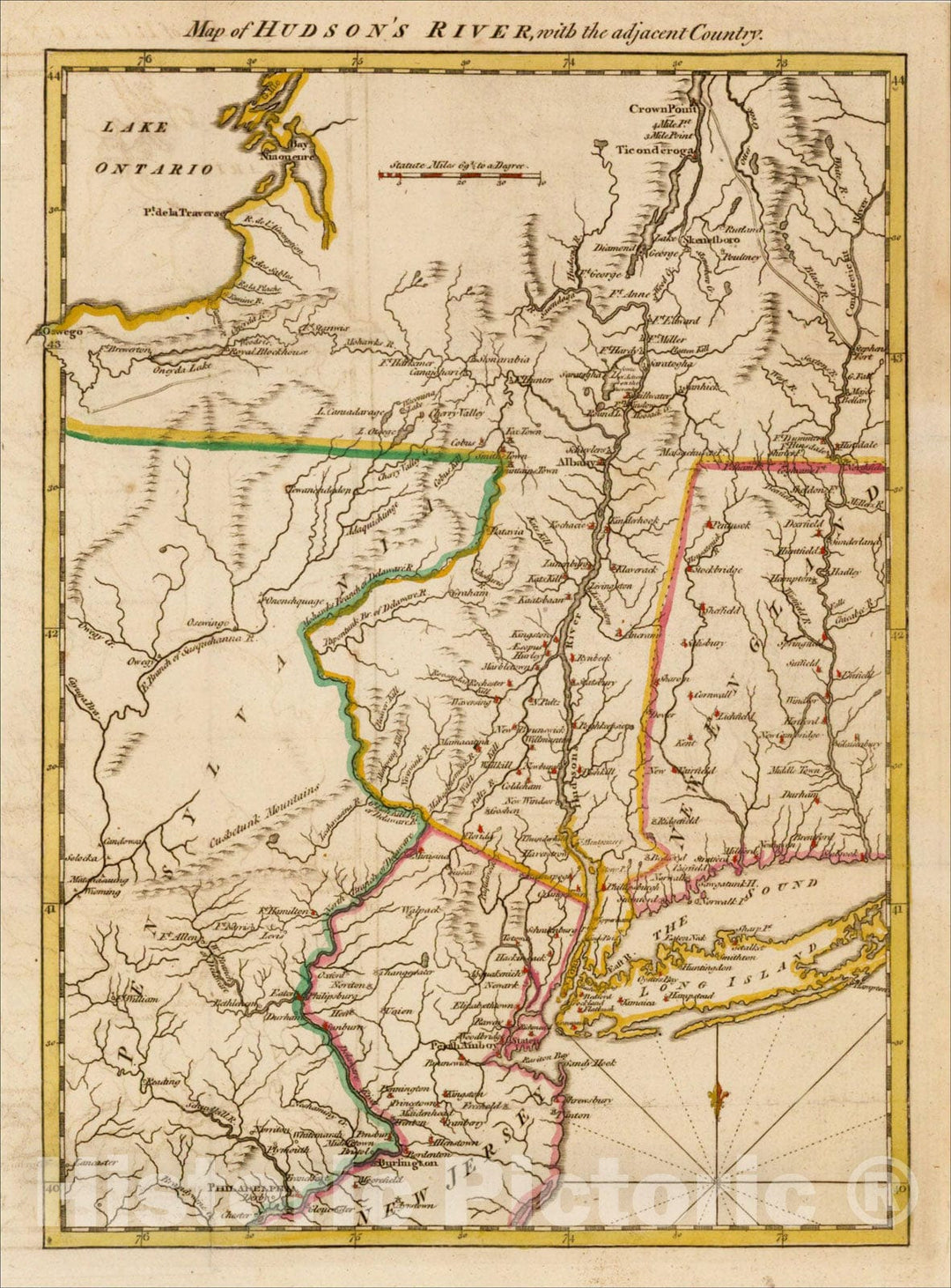 Historic Map : Map of Hudson's River, with the adjacent Country, 1778, Gentleman's Magazine, Vintage Wall Art