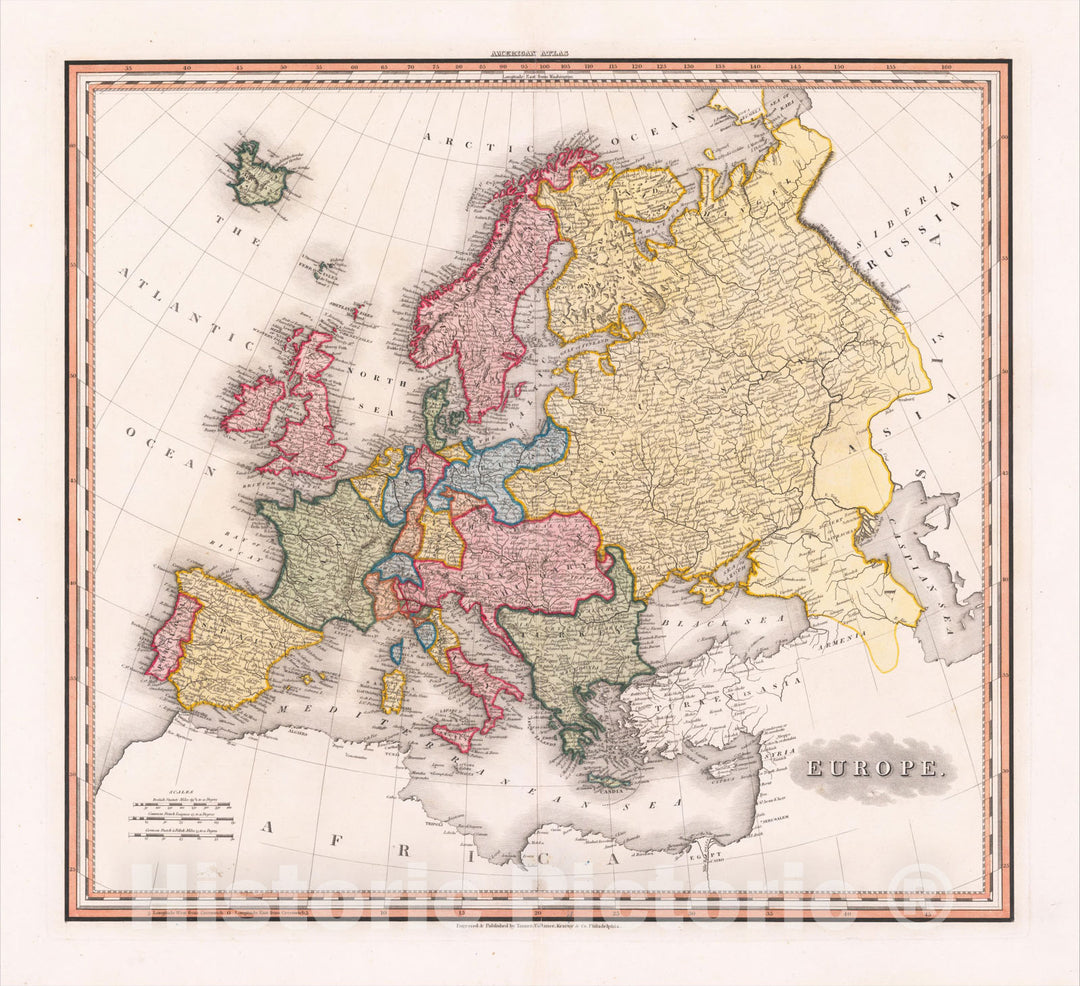 Historic Map : Europe, 1823, Henry Schenk Tanner, Vintage Wall Art