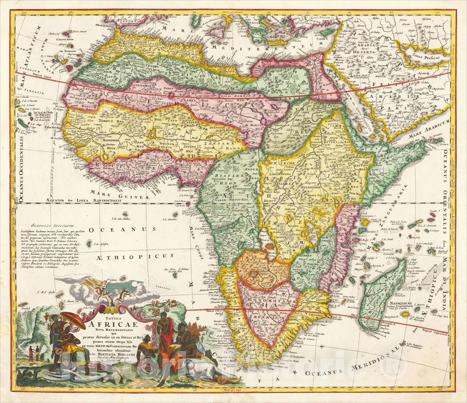 Historic Map : Totius Africae Nova Representatio qua praeter diverson in ea Status et Re guines , 1715, Johann Baptist Homann, Vintage Wall Art