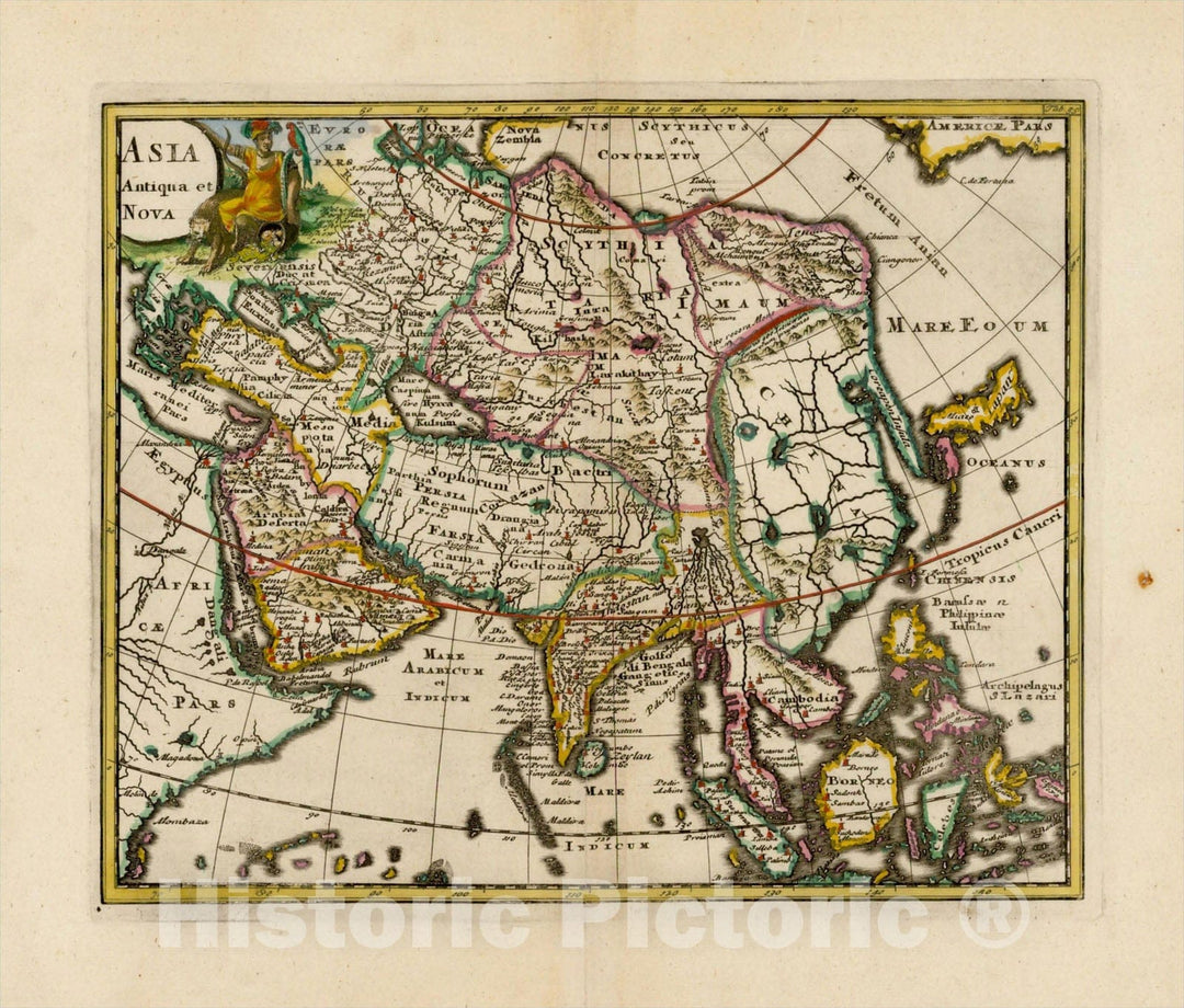 Historic Map : Asia Antiqua et Nova, 1697, Philipp Cl?ver, Vintage Wall Art