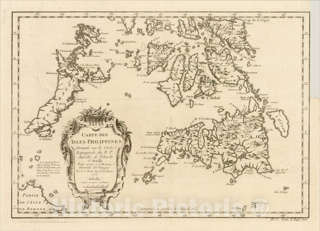 Historic Map : Carte Des Isles Philippines Dressee sur la Carte Espagnole du R.P. Murillo de Velarde. 2e Feuille, 1752, 1757, Jacques Nicolas Bellin, v2, Vintage Wall Art