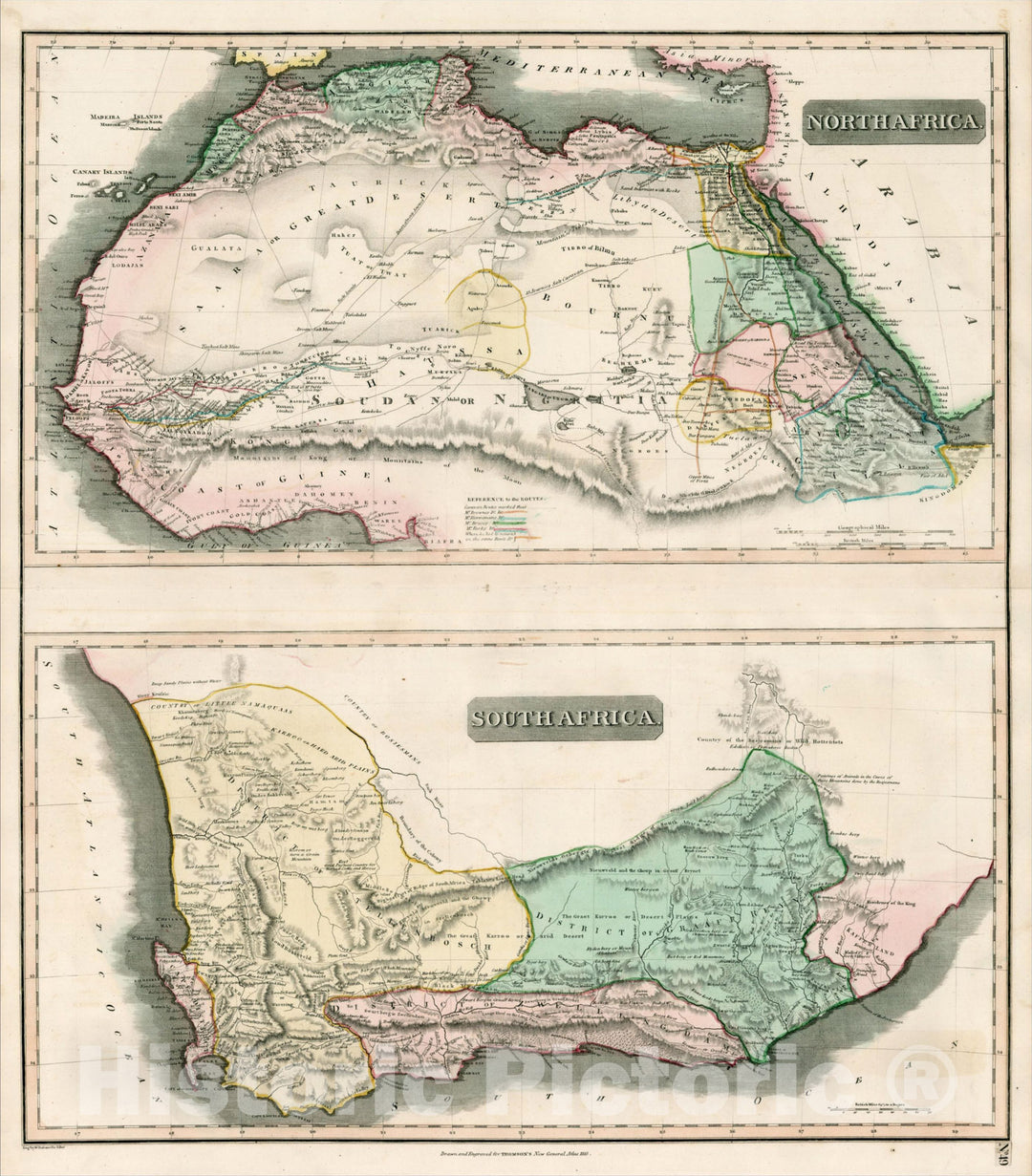 Historic Map : North Africa with South Africa, 1813, John Thomson, Vintage Wall Art