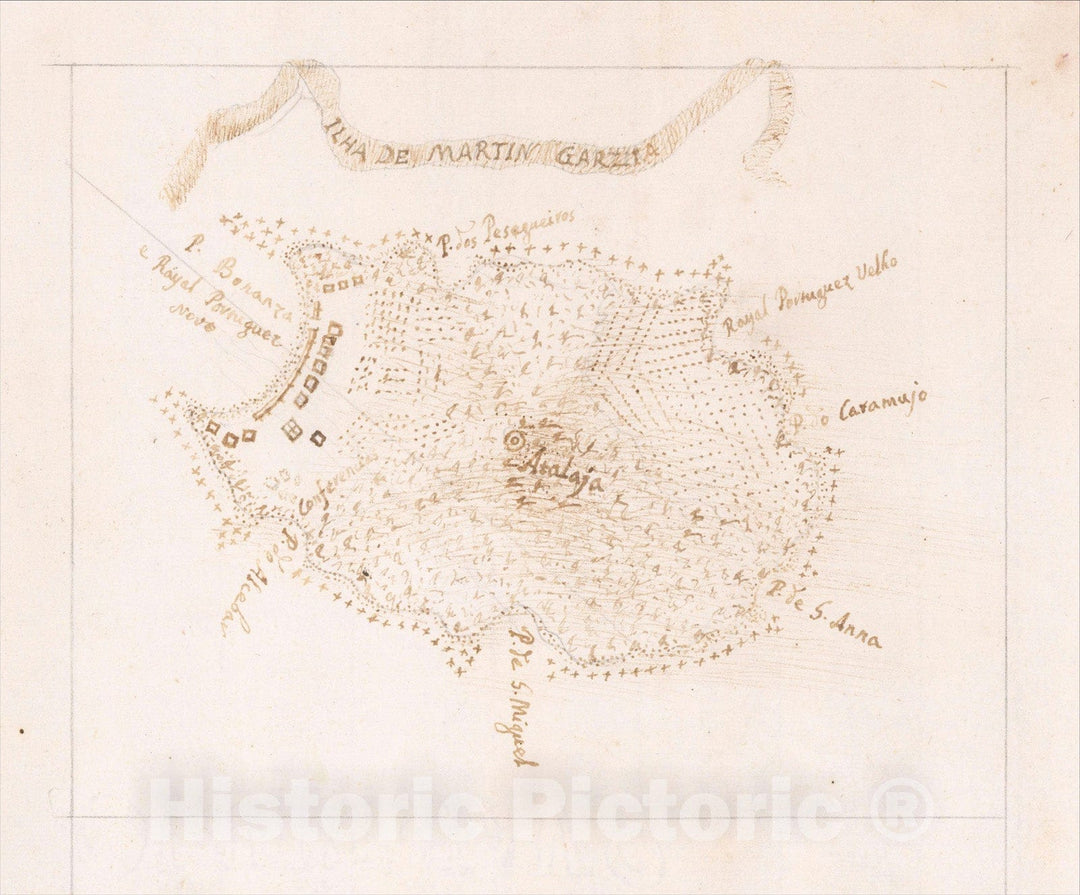 Historic Map : [Martin Garcia Island, Argentina) Ilha De Martin Garzia, c1780, Anonymous, Vintage Wall Art