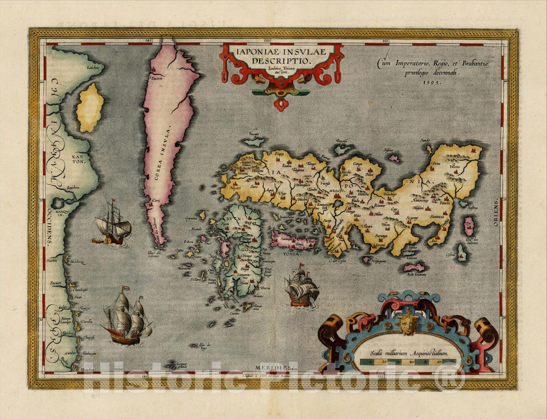 Historic Map : Iaponiae Insulae Descriptio Ludoico Teisera auctore [Korea Shown As An Island], 1608, , Vintage Wall Art